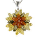 Sterling Silver and Baltic Multicolored Amber Pendant "Autumn"