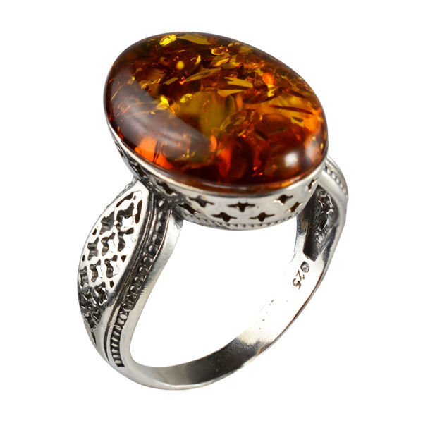 Sterling Silver and Baltic Honey Amber Ring "Alaina"