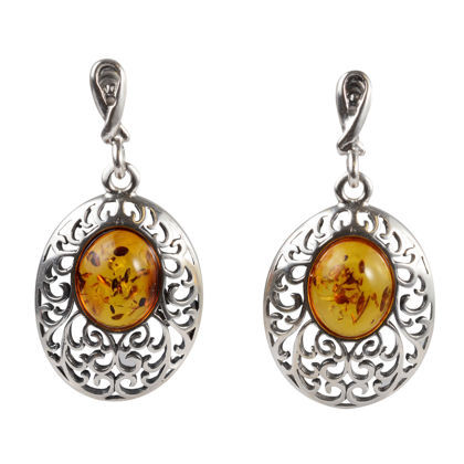 Sterling Silver and Baltic Amber Post Back Honey  Earrings "Giana"