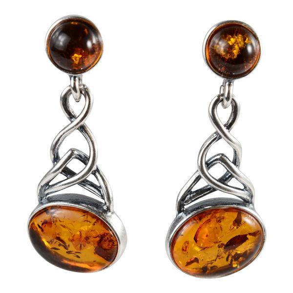 Sterling Silver and Baltic Honey Amber Earrings "Deirdre"