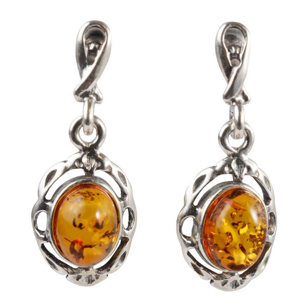 Sterling Silver and Baltic Honey Amber Earrings "Kathleen"