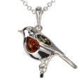 Amber Jewelry - GIA Certified Sterling Silver and Baltic Amber Robin Pendant