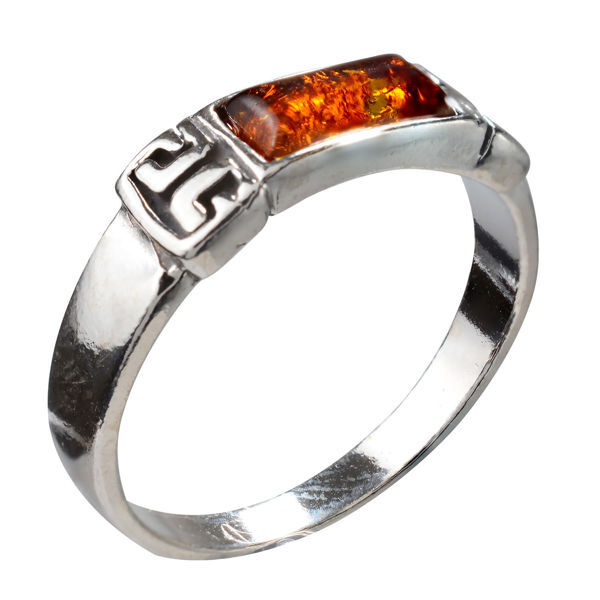 Amber Jewelry - Sterling Silver and Baltic Honey Amber Ring "Petra"