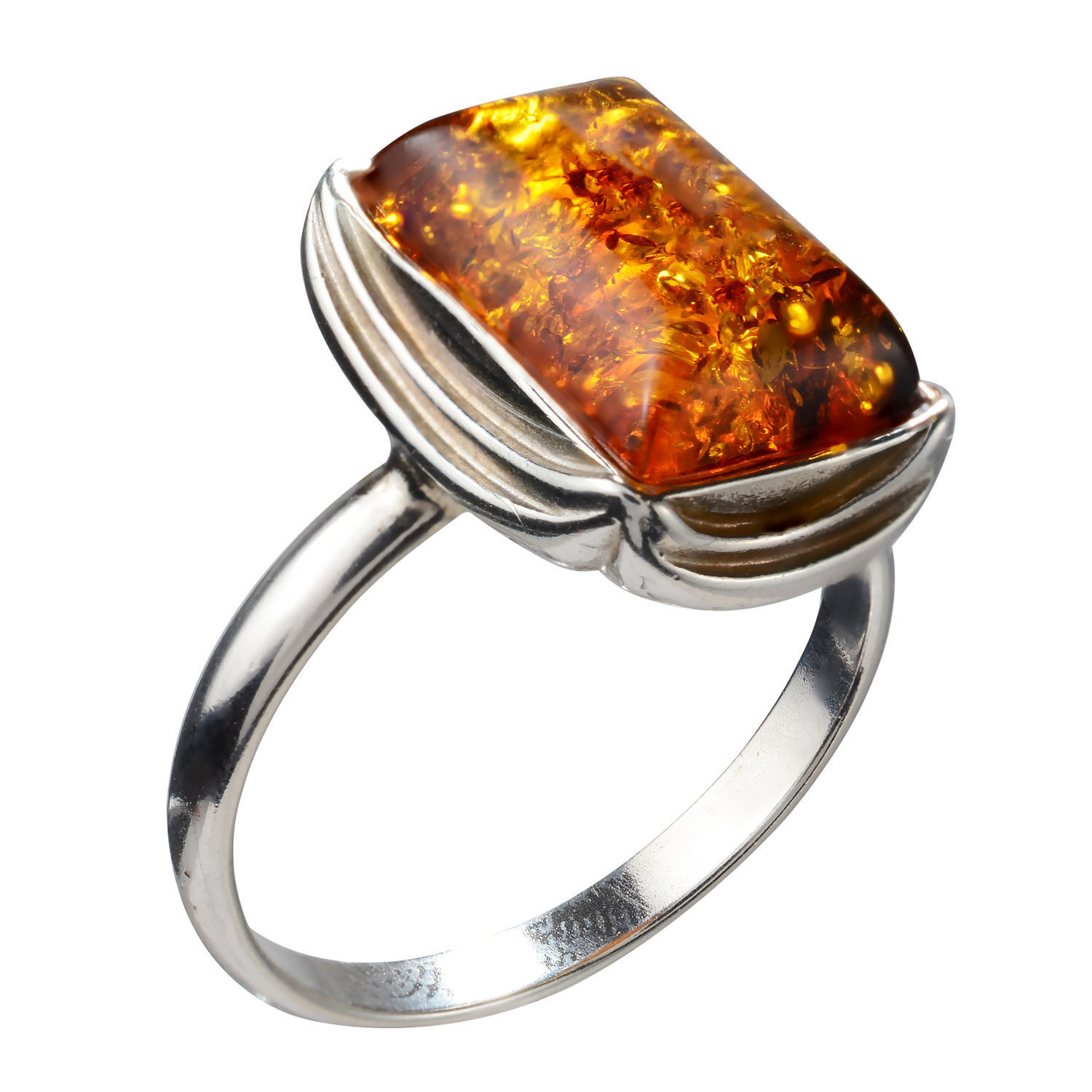 Sterling Silver and Baltic Honey Amber Ring 