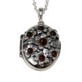 Sterling Silver and Baltic Honey Amber Floral Locket Pendant Necklace