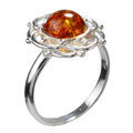 Sterling Silver and Baltic Amber Ring "Makalya"