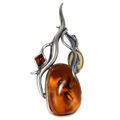 Sterling Silver and Baltic Amber Brooch "Coreene"