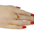 Sterling Silver and Baltic Honey Amber Ring "Callie"; size 8.5