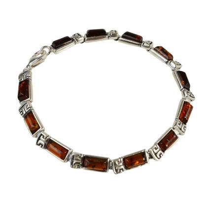 Sterling Silver and Baltic Honey Amber  Bracelet " Petra"