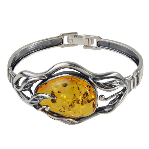 Amber Jewelry - Sterling Silver Honey Baltic Amber Bracelet "Eila"