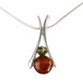 Sterling Silver Baltic Honey and Green Baltic Amber Necklace "Beatrix"