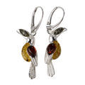 Sterling Silver and Baltic Amber French Leverback  Toucan Earrings