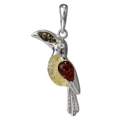 Sterling Silver and Baltic Amber Toucan Pendant