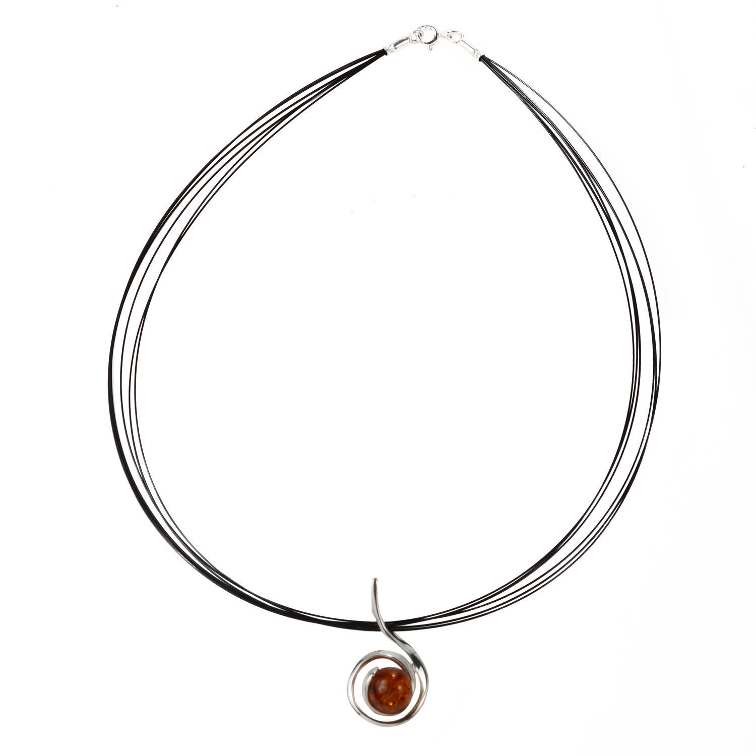 Sterling Silver Baltic Honey Amber Necklace 
