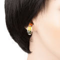 Sterling Silver and Baltic Multicolored Amber Earrings "Mila"