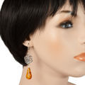 Sterling Silver Vintage Style French Leverback Baltic Amber Rose Earrings