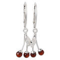 Sterling Silver and Baltic  French Leverback  Amber Cherry Earrings
