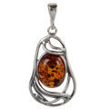 Sterling Silver and Baltic  Honey  Amber Pendant "Mary"