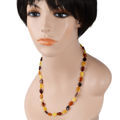 Multicolored Flat Olive Baltic Amber Necklace