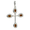 Sterling Silver and Baltic Amber Cross Pendant  (Medium)