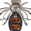 GIA Certified Sterling Silver and Baltic Amber  Bumblebee Pendant Necklace For Women