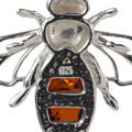 GIA Certified Sterling Silver and Baltic Amber "Bumblebee" Pendant