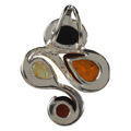 Sterling Silver and Baltic Multicolored Amber Pendant