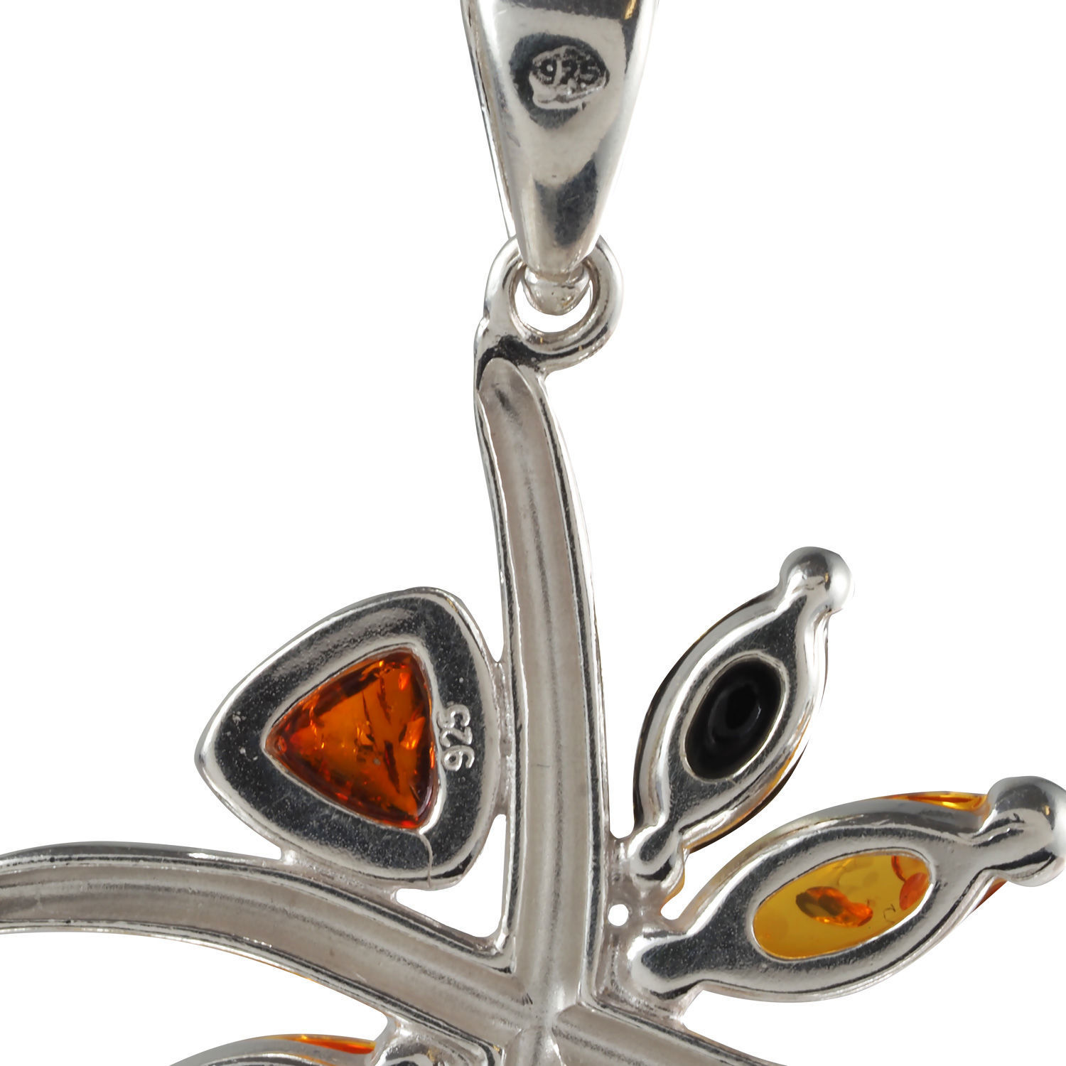 Sterling Silver and Baltic Multi Coloured Amber PendantTree Of