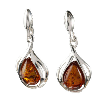 Sterling Silver and Baltic Honey Amber Earrings "Shawn"