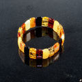 Multicolored Flat Rectangular Baltic Amber Bracelet, Amber Jewelry Collection