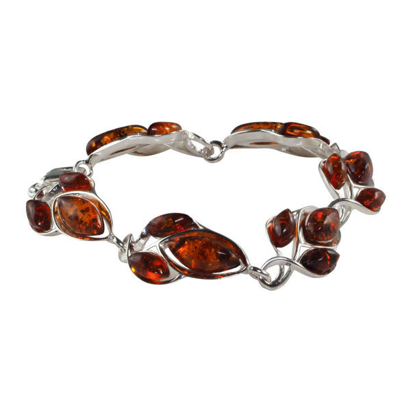 Sterling Silver Honey Baltic Amber Bracelet "April", Amber Jewelry Collection