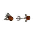 Sterling Silver and Baltic Honey Amber Stud Earrings "Angels"