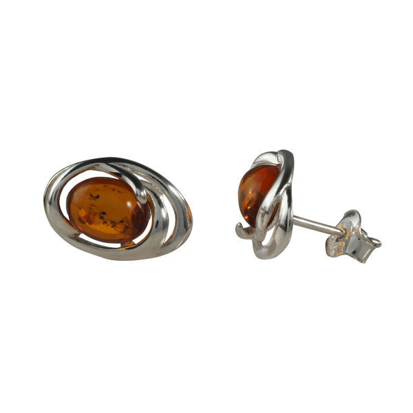 Sterling Silver and Baltic Honey Amber Earrings "Emily"
