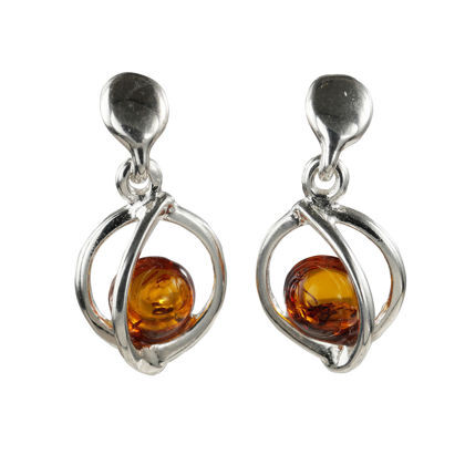 Sterling Silver and Baltic Honey Amber Earrings "Mona"