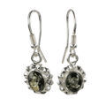 Sterling Silver and Baltic Green Amber Earrings "Linda"