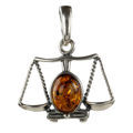 Sterling Silver and Baltic Amber Zodiac Sign Libra Pendant