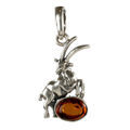 Sterling Silver and Baltic Amber Zodiac Sign Capricorn  Pendant