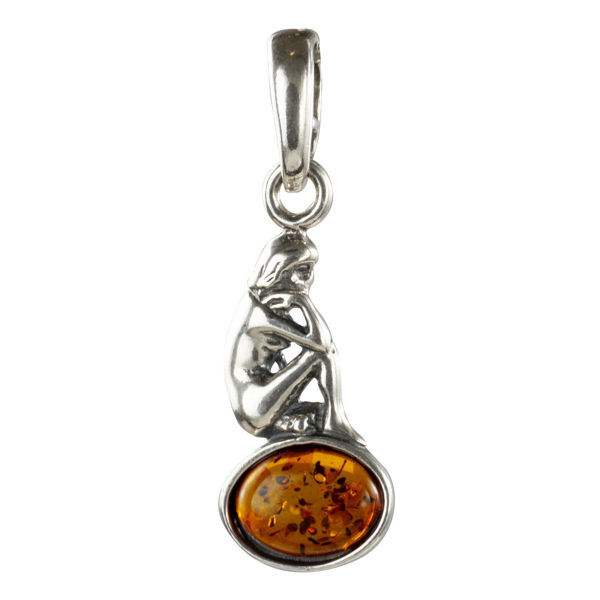 Sterling Silver and Baltic Amber Zodiac Sign Virgo Pendant