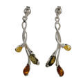 Sterling Silver and Baltic Multicolored Amber Earrings "Daisy"