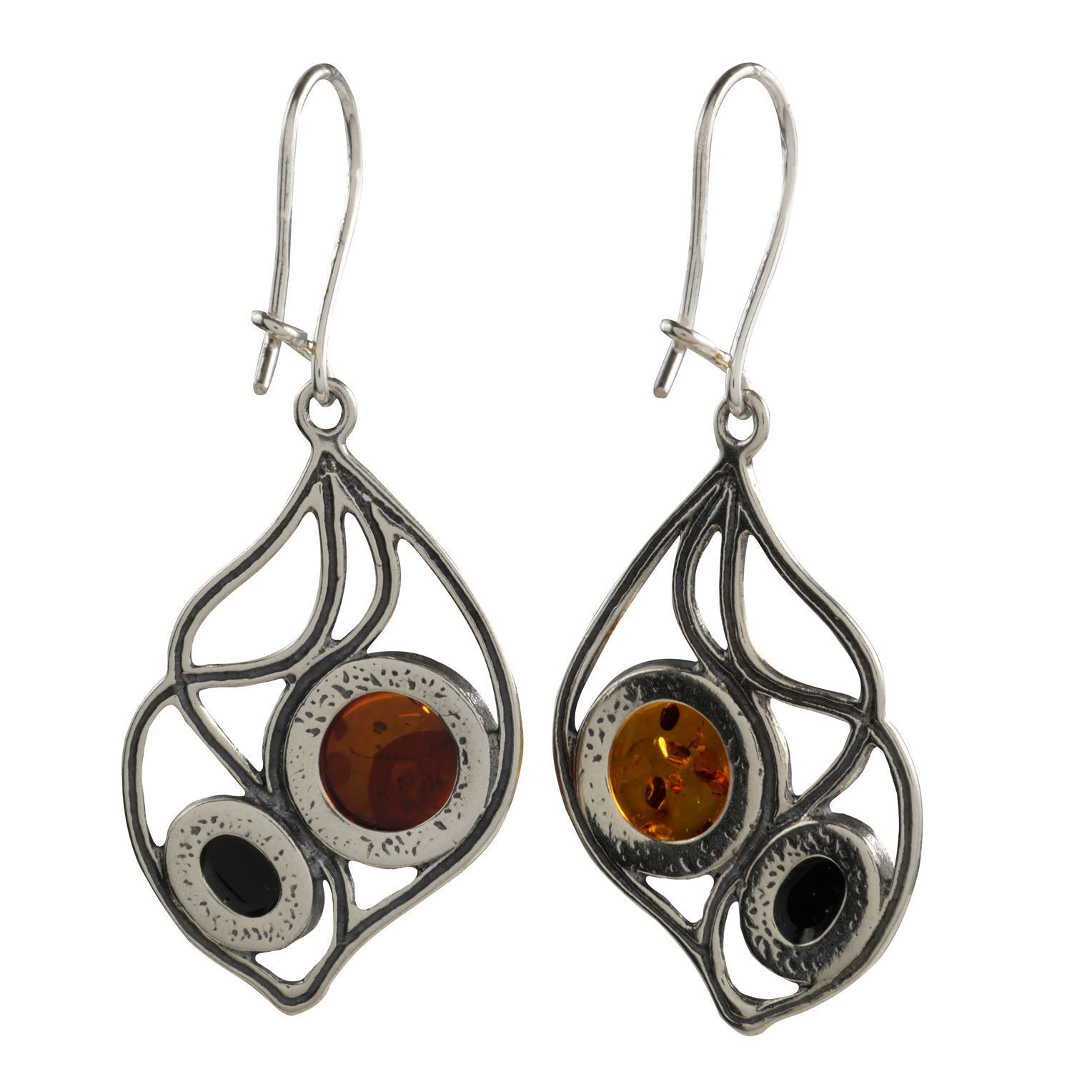 Sterling Silver Baltic Honey and Green Amber Earrings 