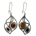 Sterling Silver Baltic Honey and Green Amber Earrings "Agnes" SKU 753677721784