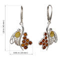 Sterling Silver and Baltic Amber French Leverback Honeycomb Bee Earrings