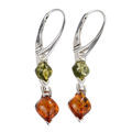 Sterling Silver Baltic Honey and Green Amber French Leverback Earrings