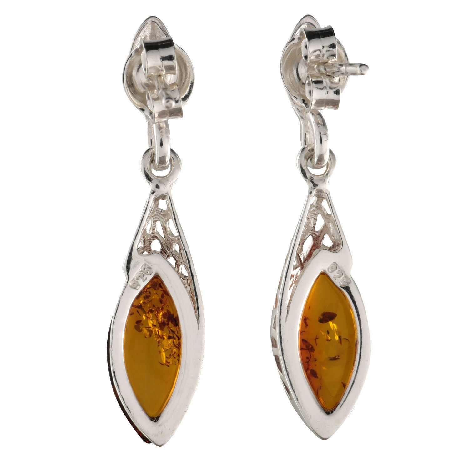 Sterling Silver and Baltic Honey Amber Earrings 