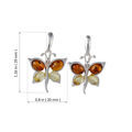 Sterling Silver Baltic Honey and Lemon Amber Butterflies Earrings