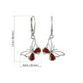 Sterling Silver and Baltic Honey Amber French Leverback Butterfly Earrings