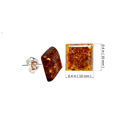 Sterling Silver and Baltic Honey Amber Stud Square Earrings
