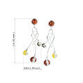Sterling Silver and Baltic Multicolored Amber Earrings With Crystals