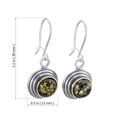 Sterling Silver and Baltic Green Round Amber Dangling Earrings