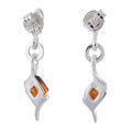 Sterling Silver and Baltic Honey Amber Dangling Earrings "Agnella"